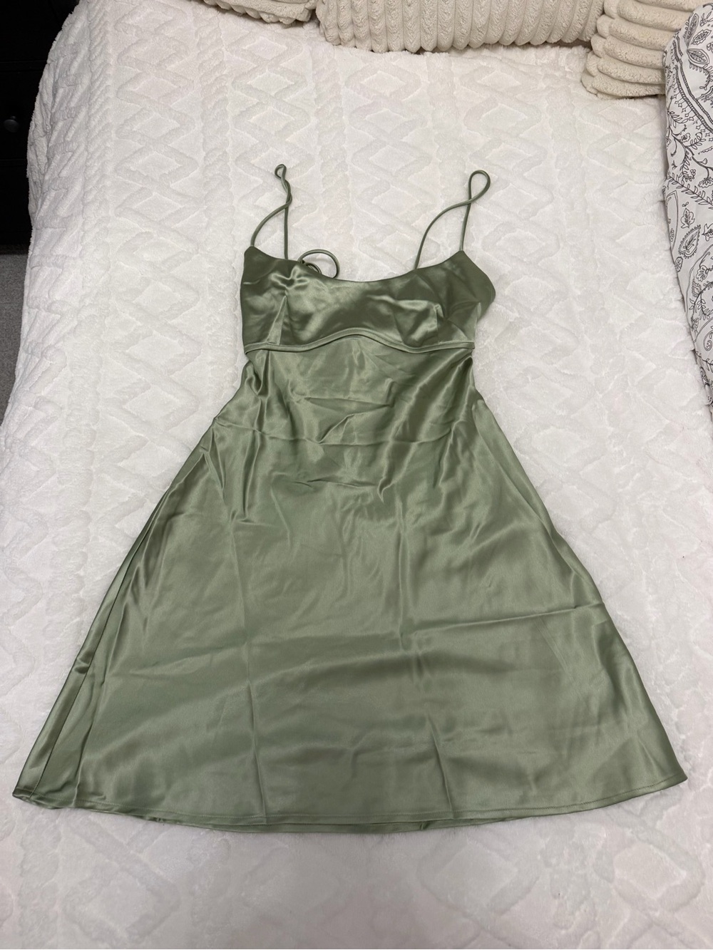 Princess Polly Olive Green Satin Slip Mini Dress